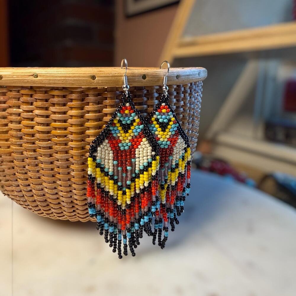 Handmade Beaded Fringe Earrings